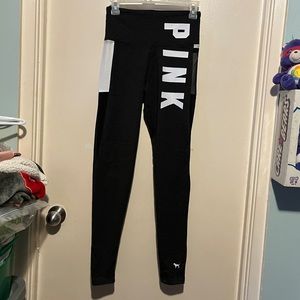 PINK MESH POCKET GREY LEGGINGS